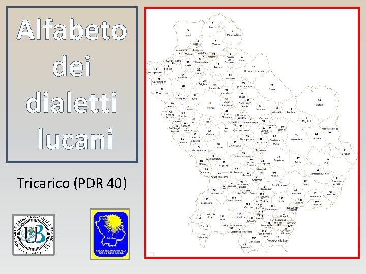 Alfabeto dei dialetti lucani Tricarico (PDR 40) 