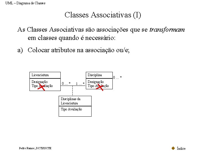 UML – Diagrama de Classes Associativas (I) As Classes Associativas são associações que se