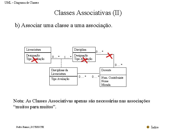 UML – Diagrama de Classes Associativas (II) b) Associar uma classe a uma associação.