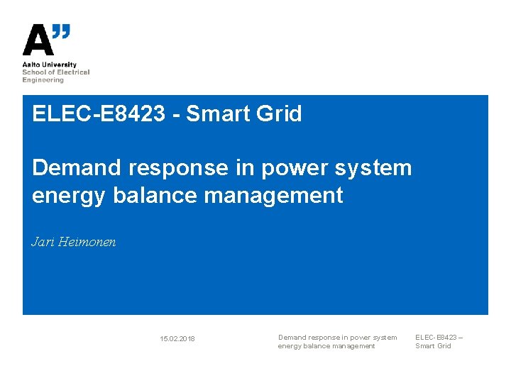 ELECE 8423 Smart Grid Demand response in power