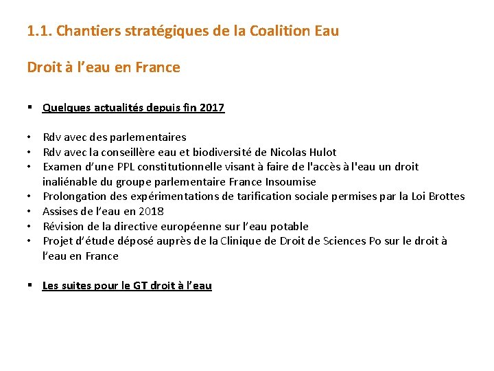 1. 1. Chantiers stratégiques de la Coalition Eau Droit à l’eau en France §