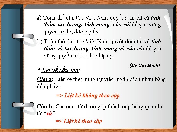 a) Toàn thể dân tộc Việt Nam quyết đem tất cả tinh thần, lực