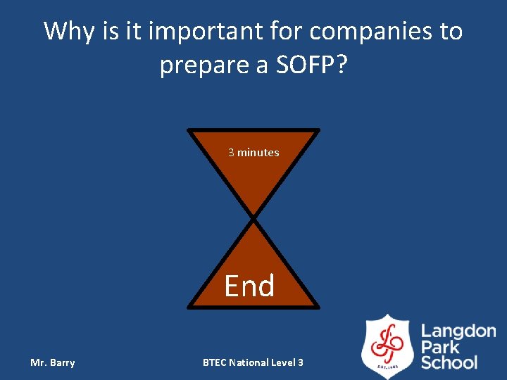 Why is it important for companies to prepare a SOFP? 3 minutes End Mr.