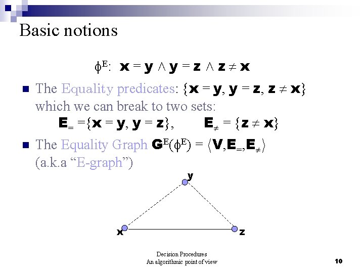 Decision Procedures In First Order Logic Decision Procedures