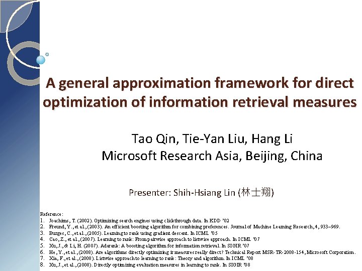 A general approximation framework for direct optimization of