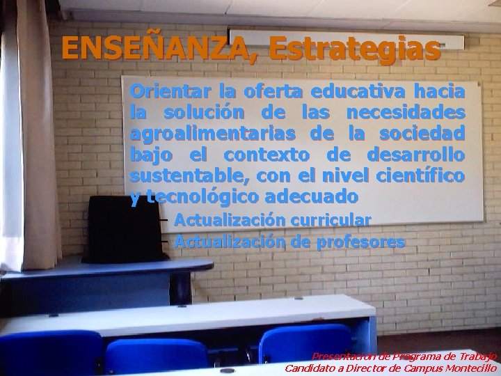 ENSEÑANZA, Estrategias Orientar la oferta educativa hacia la solución de las necesidades agroalimentarias de