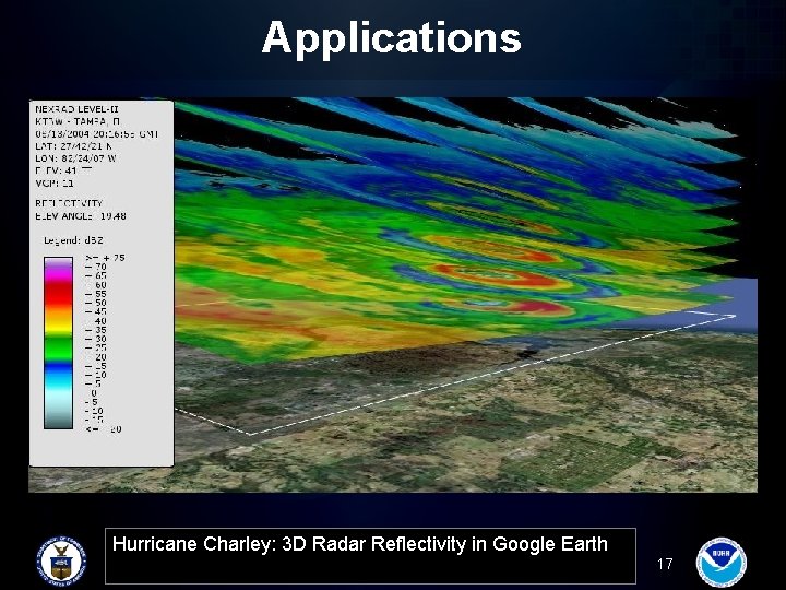 Applications Hurricane Charley: 3 D Radar Reflectivity in Google Earth 17 