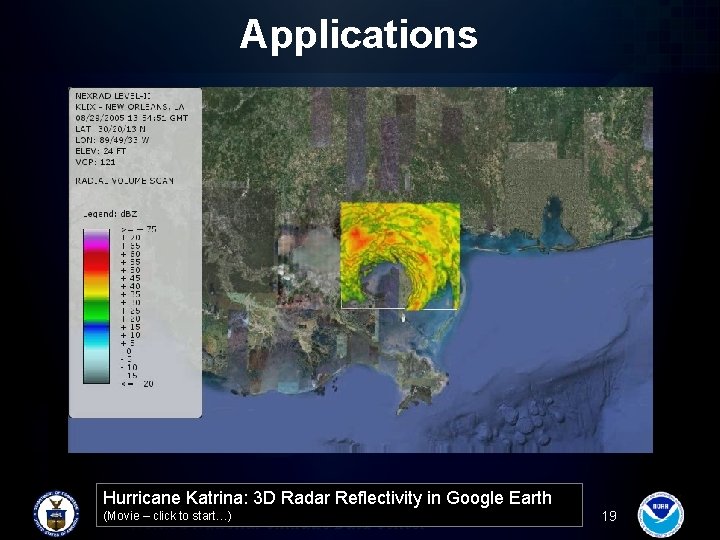 Applications Hurricane Katrina: 3 D Radar Reflectivity in Google Earth (Movie – click to