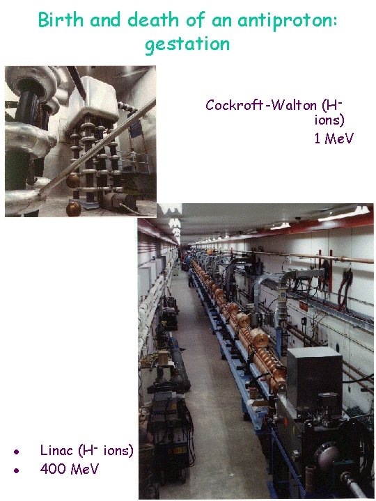 Birth and death of an antiproton: gestation Cockroft-Walton (Hions) 1 Me. V l l