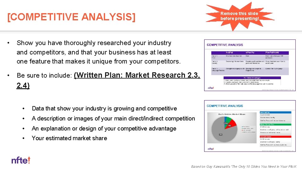 Remove this slide before presenting! [COMPETITIVE ANALYSIS] • Show you have thoroughly researched your