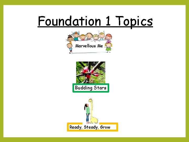 Foundation 1 Topics Marvellous Me Budding Stars Ready, Steady, Grow 