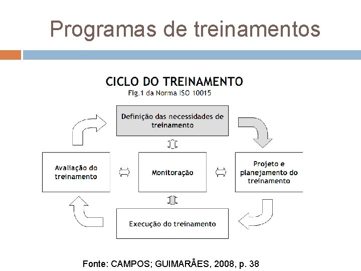 Programas de treinamentos Fonte: CAMPOS; GUIMARÃES, 2008, p. 38 