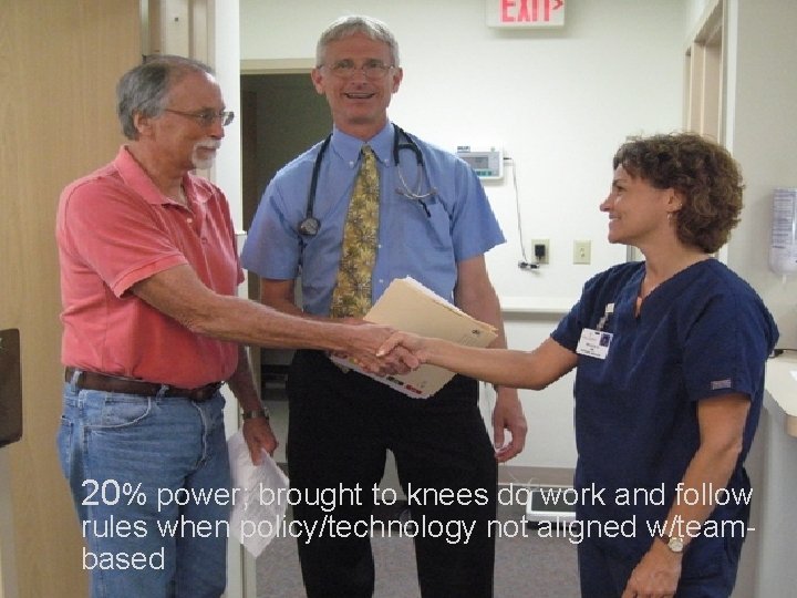 20% power; brought to knees do work and follow rules when policy/technology not aligned