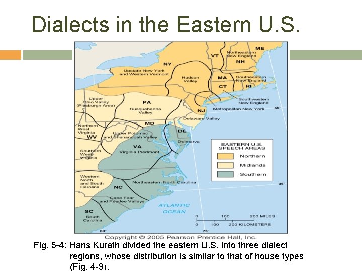 Dialects in the Eastern U. S. Fig. 5 -4: Hans Kurath divided the eastern