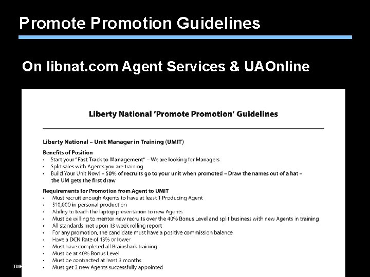 Promote Promotion Guidelines On libnat. com Agent Services & UAOnline TMK 1536 0610 Agent
