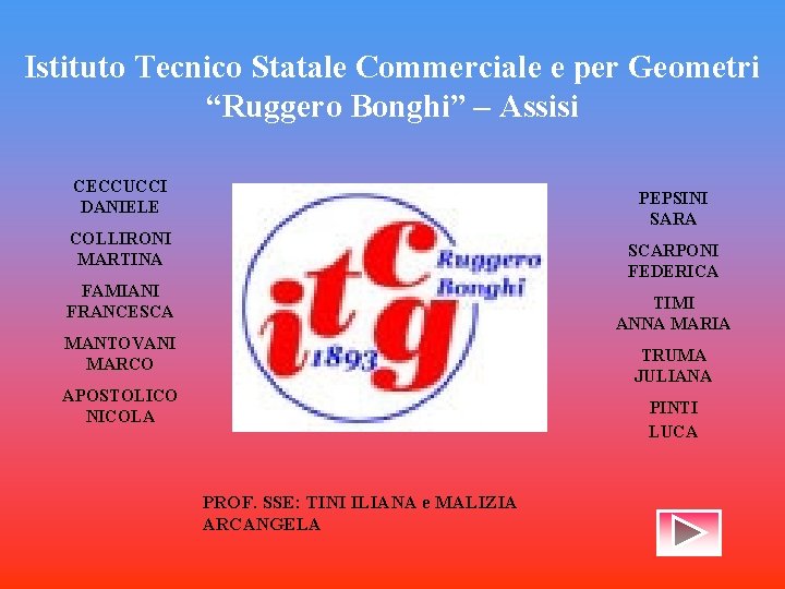 Istituto Tecnico Statale Commerciale e per Geometri “Ruggero Bonghi” – Assisi CECCUCCI DANIELE PEPSINI Istituto Tecnico Statale Commerciale e per Geometri “Ruggero Bonghi” – Assisi CECCUCCI DANIELE PEPSINI