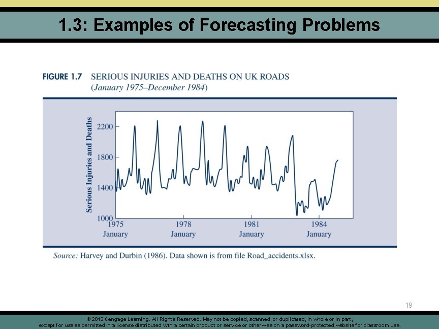 1. 3: Examples of Forecasting Problems 19 © 2013 Cengage Learning. All Rights Reserved.