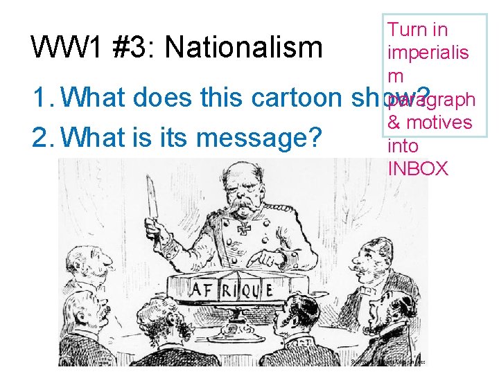 WW 1 #3: Nationalism 1. What does this cartoon 2. What is its message?