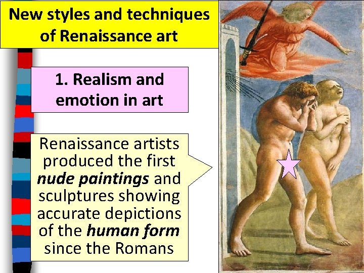 New styles and techniques of Renaissance art 1. Realism and emotion in art Renaissance