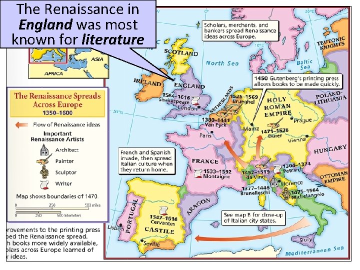 The Renaissance in England was most known for literature 