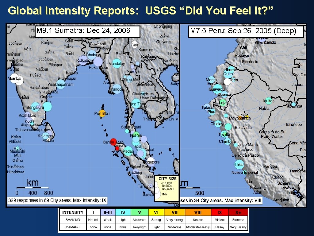Global Intensity Reports: USGS “Did You Feel It? ” M 9. 1 Sumatra: Dec