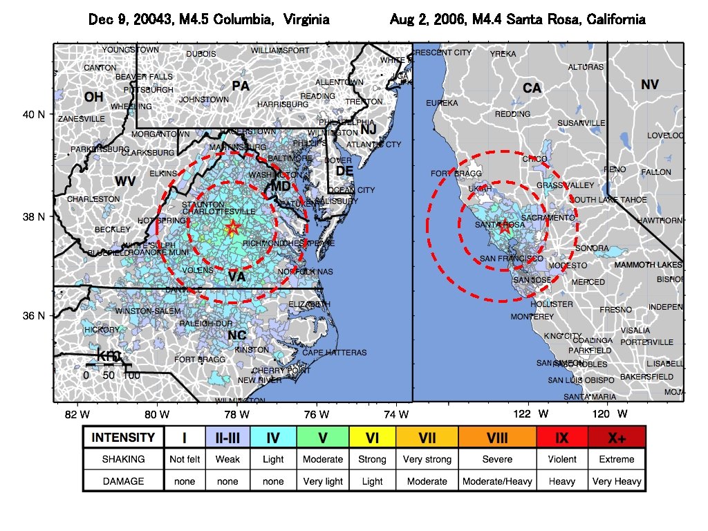 Dec 9, 20043, M 4. 5 Columbia, Virginia Aug 2, 2006, M 4. 4