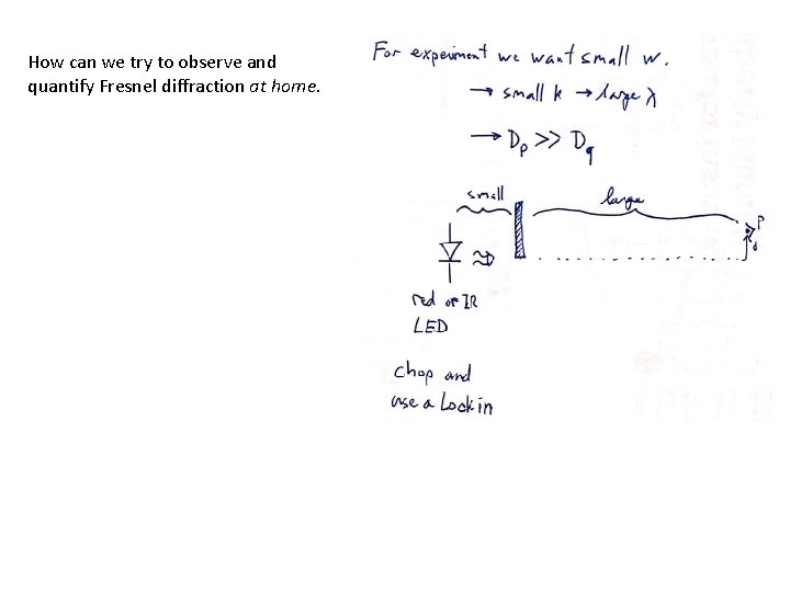 How can we try to observe and quantify Fresnel diffraction at home. 