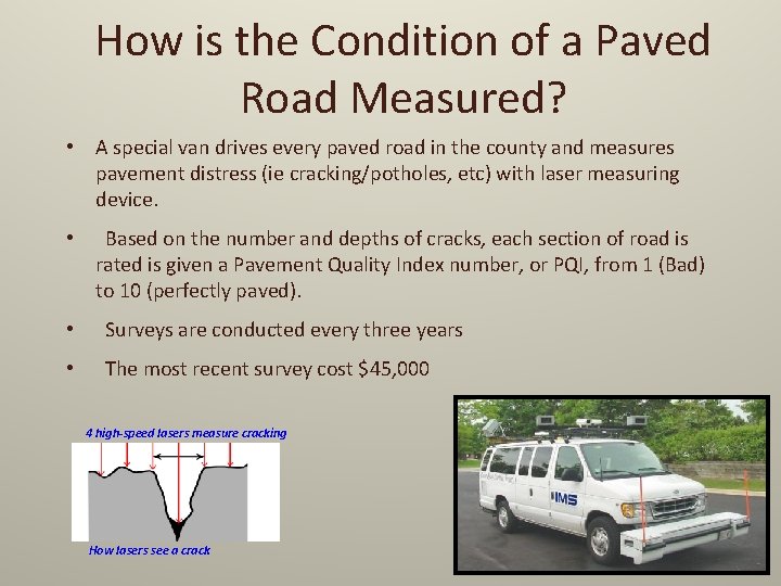 How is the Condition of a Paved Road Measured? • A special van drives
