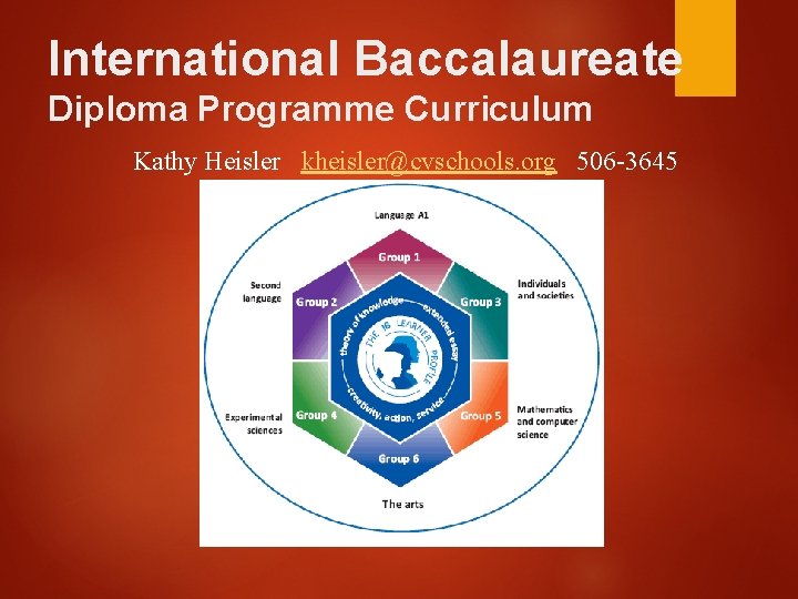International Baccalaureate Diploma Programme Curriculum Kathy Heisler kheisler@cvschools. org 506 -3645 