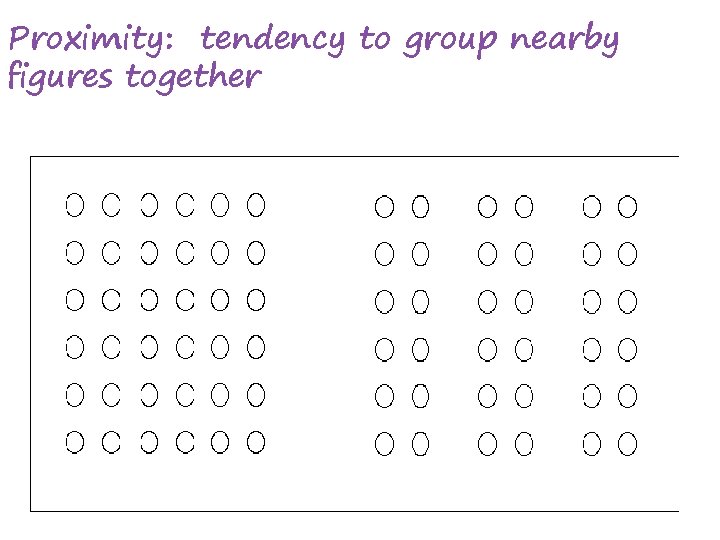 Proximity: tendency to group nearby figures together 