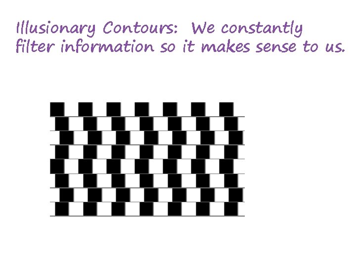 Illusionary Contours: We constantly filter information so it makes sense to us. 