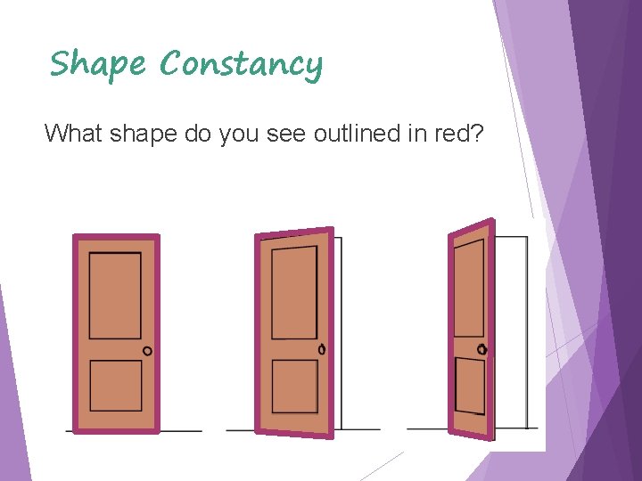Shape Constancy What shape do you see outlined in red? 