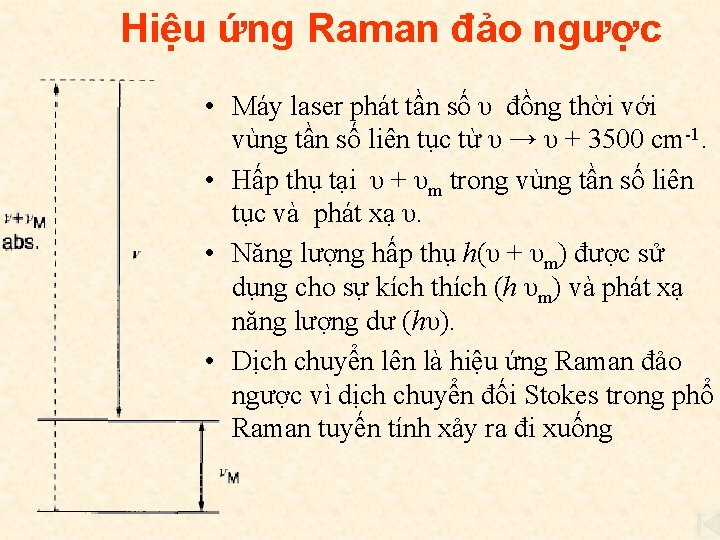 Hiệu ứng Raman đảo ngược • Máy laser phát tần số υ đồng thời