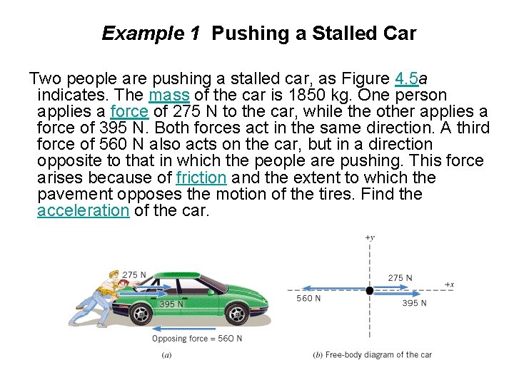 Example 1 Pushing a Stalled Car Two people are pushing a stalled car, as