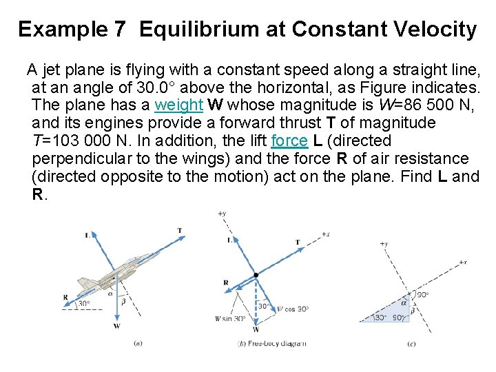 Example 7 Equilibrium at Constant Velocity A jet plane is flying with a constant