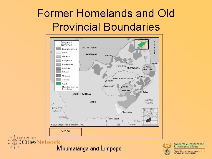 Former Homelands and Old Provincial Boundaries Venda Mpumalanga and Limpopo 