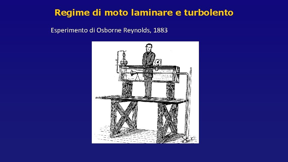 Regime di moto laminare e turbolento Esperimento di Osborne Reynolds, 1883 Regime di moto laminare e turbolento Esperimento di Osborne Reynolds, 1883
