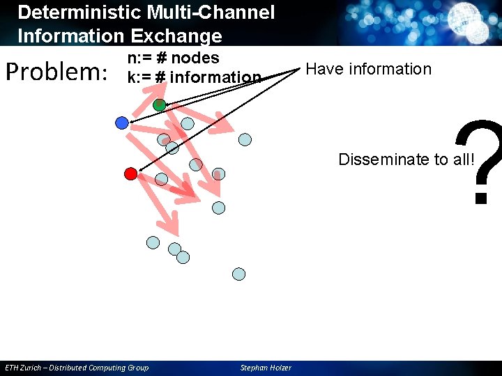 Deterministic Multi-Channel Information Exchange Problem: n: = # nodes k: = # information Have Deterministic Multi-Channel Information Exchange Problem: n: = # nodes k: = # information Have