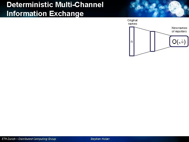 Deterministic Multi-Channel Information Exchange Original names New names of reporters n ETH Zurich – Deterministic Multi-Channel Information Exchange Original names New names of reporters n ETH Zurich –