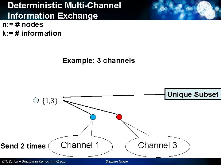 Deterministic Multi-Channel Information Exchange n: = # nodes k: = # information Example: 3 Deterministic Multi-Channel Information Exchange n: = # nodes k: = # information Example: 3