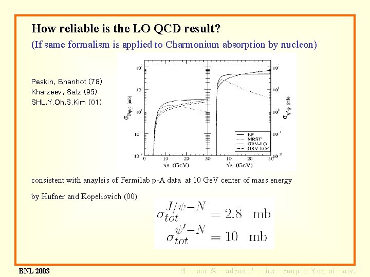 How reliable is the LO QCD result? (If same formalism is applied to Charmonium