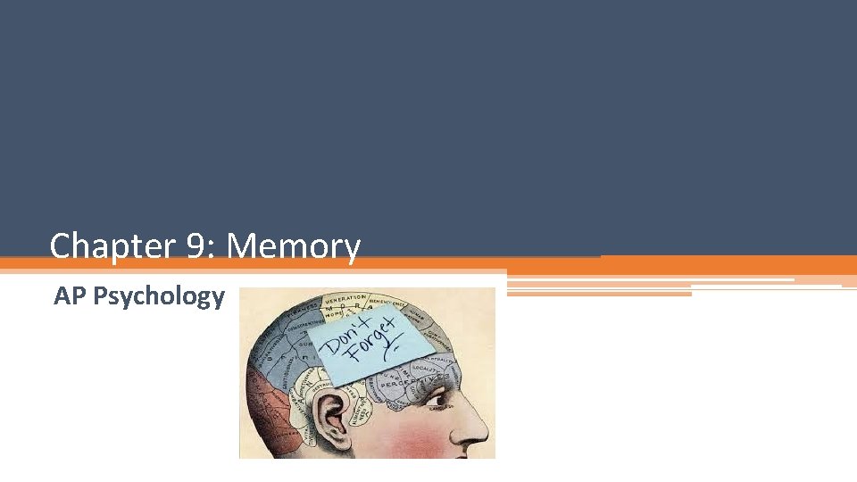 Chapter 9: Memory AP Psychology 