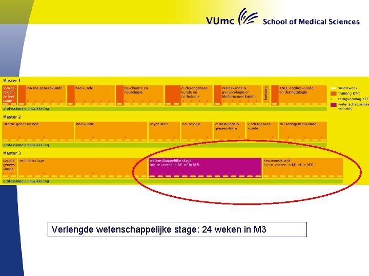 Verlengde wetenschappelijke stage: 24 weken in M 3 