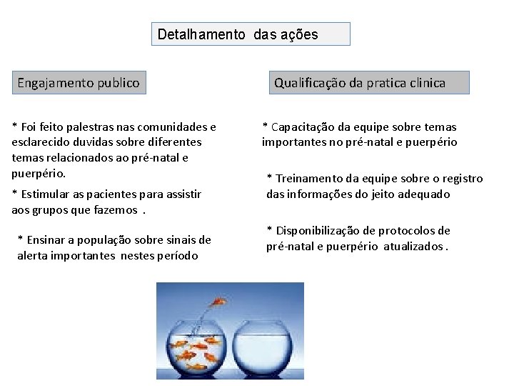 Detalhamento das ações Engajamento publico * Foi feito palestras nas comunidades e esclarecido duvidas