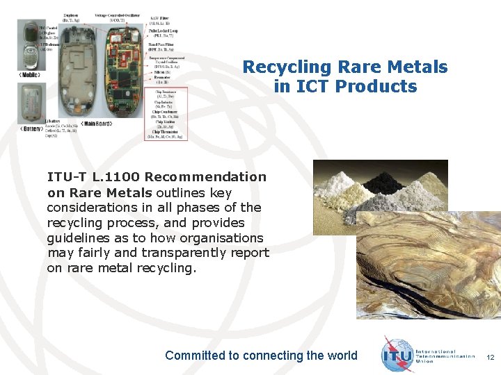 Recycling Rare Metals in ICT Products ITU-T L. 1100 Recommendation on Rare Metals outlines Recycling Rare Metals in ICT Products ITU-T L. 1100 Recommendation on Rare Metals outlines