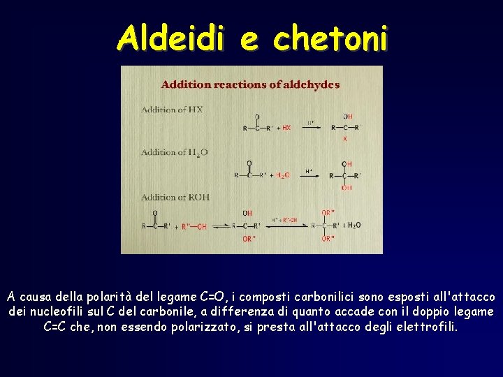 Aldeidi e chetoni A causa della polarità del legame C=O, i composti carbonilici sono Aldeidi e chetoni A causa della polarità del legame C=O, i composti carbonilici sono