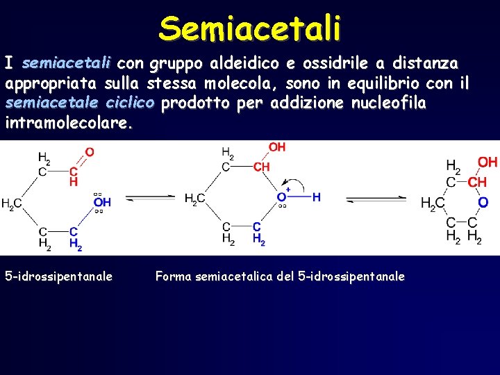 Semiacetali I semiacetali con gruppo aldeidico e ossidrile a distanza appropriata sulla stessa molecola, Semiacetali I semiacetali con gruppo aldeidico e ossidrile a distanza appropriata sulla stessa molecola,