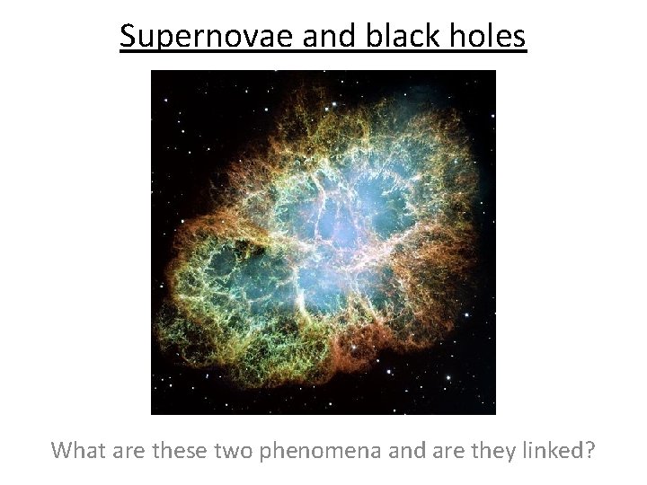 Supernovae and black holes What are these two phenomena and are they linked? 