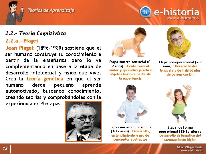 2. 2. - Teoría Cognitivista 2. 2. a. - Piaget Jean Piaget (1896 -1980)