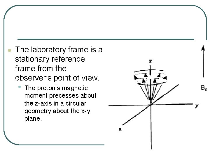 l The laboratory frame is a stationary reference frame from the observer’s point of